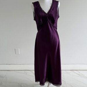 Deep Plum Sheer Trim Slip Dress
